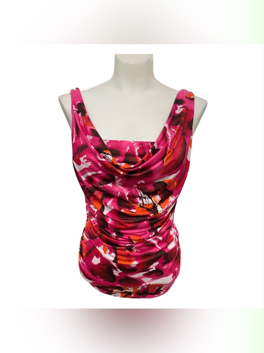 Pink Floral Cowl Neck Tank Top Size S